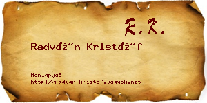 Radván Kristóf névjegykártya